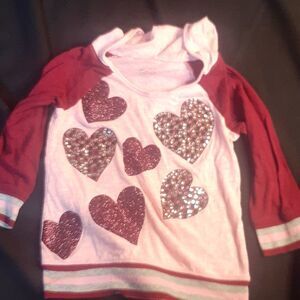 Justice 3/4 sleeve hearts shirt size 10
